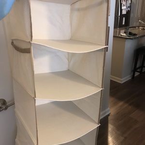 Beige with Caramel trim apparel or shoe compartment